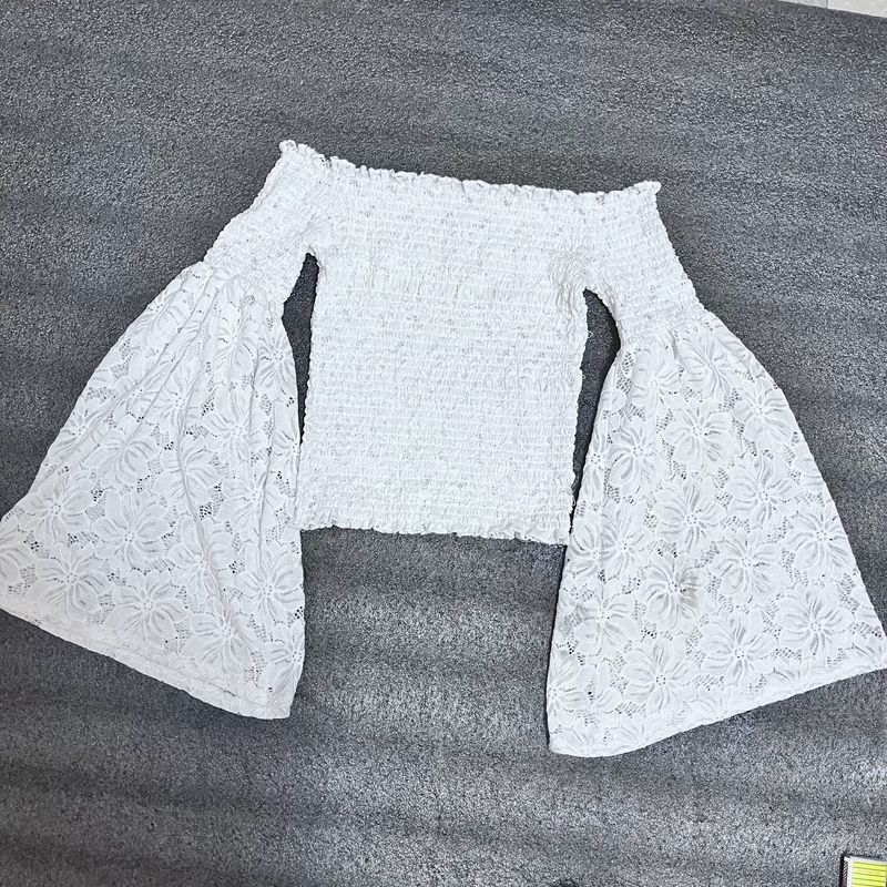 Stylish White Off shoulder  Net Top