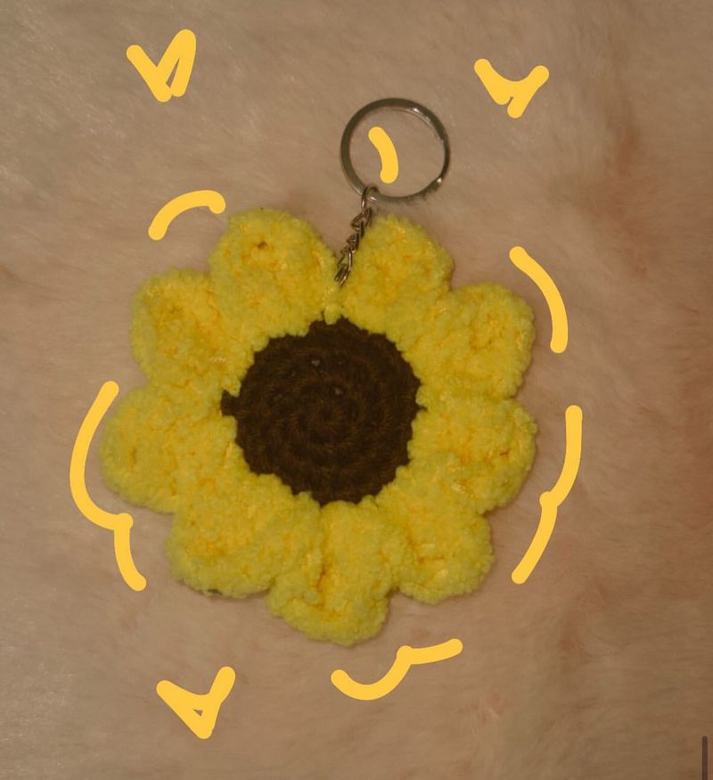 Crochet Sunflower Keychain
