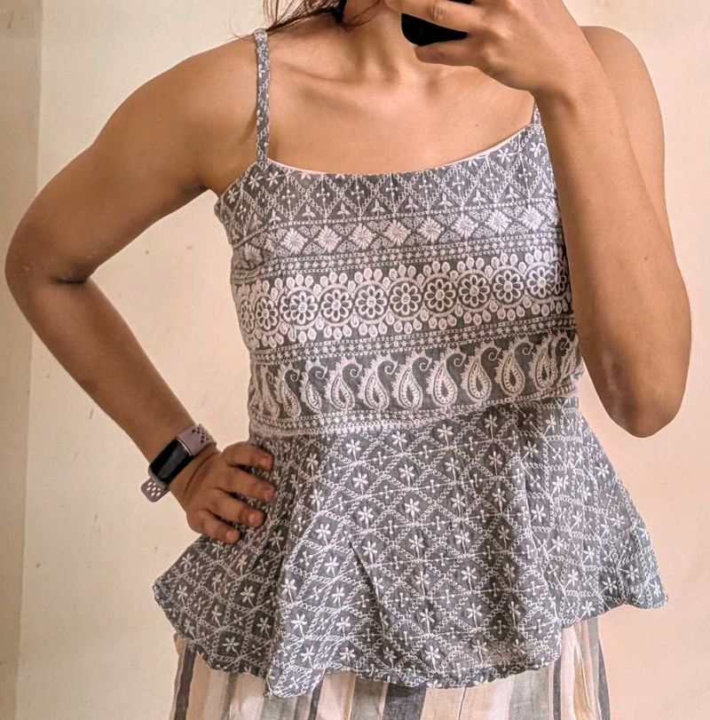 Beautiful Embroidery work Peplum top