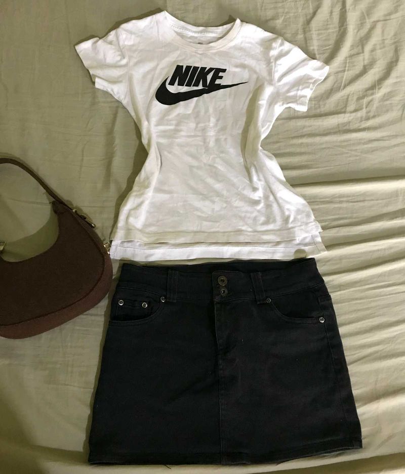 Sale📍📍Combo Of Nike Tshirt N Denim Mini Skirt