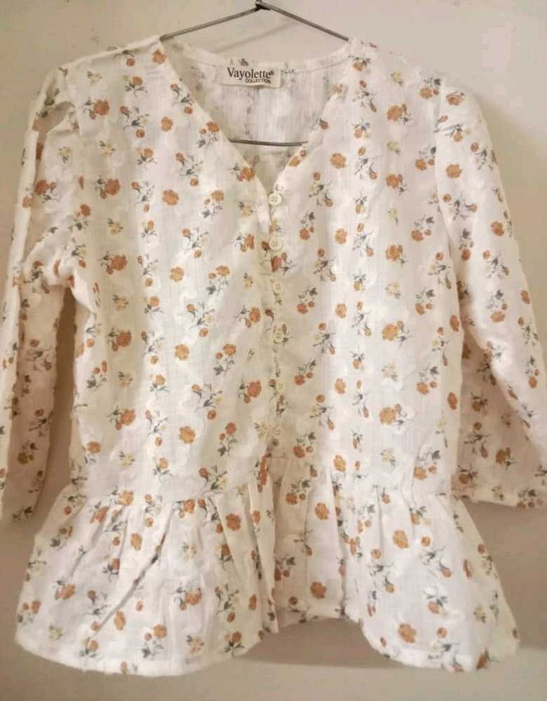 Women Cute White Colored Top