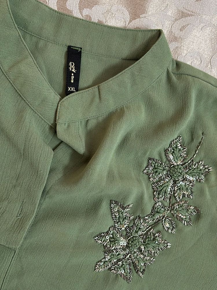 Olive Green Embellished Coordset