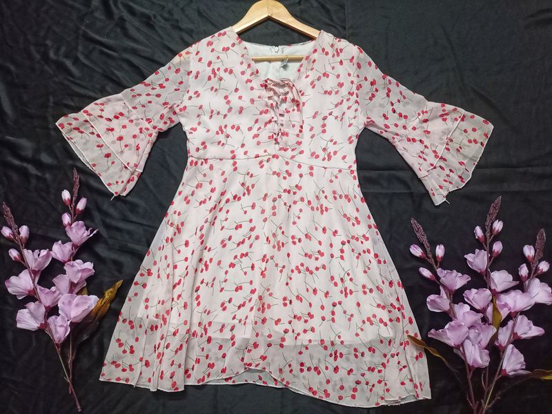 Baby Pink Cherry printed Dress