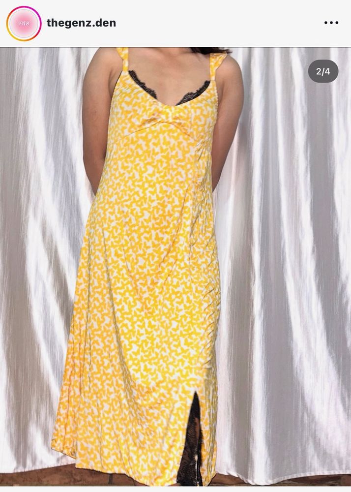 Yellow Floral Print Maxi Dress