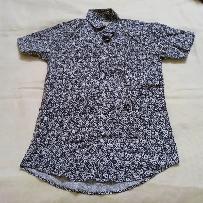 Printed Cotton Black Shirt For Boys