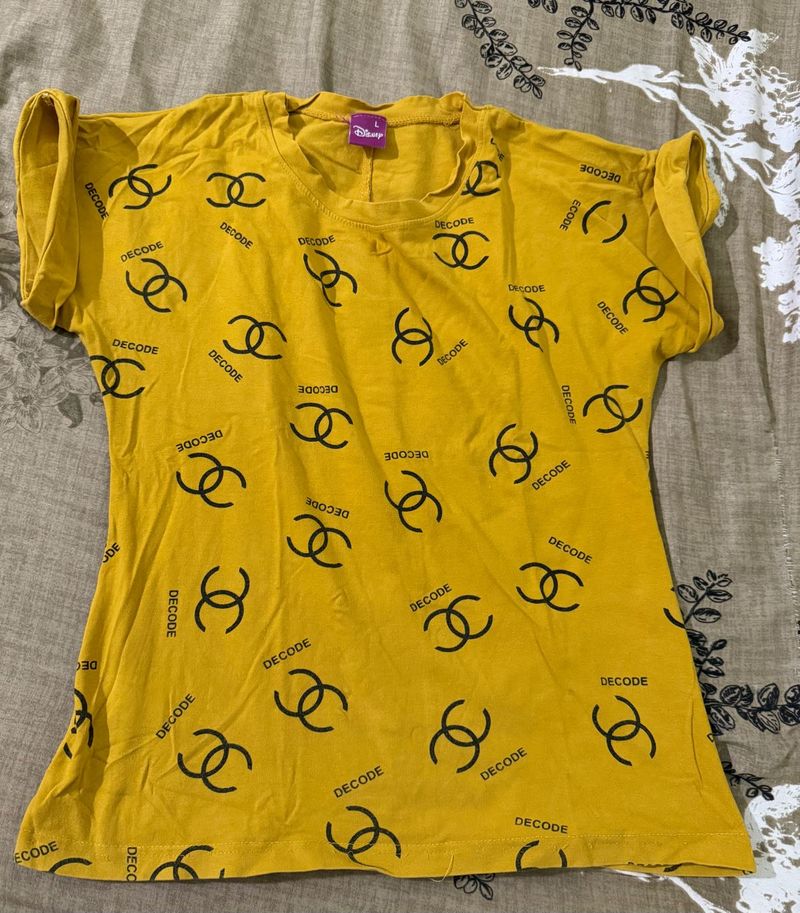 Yellow &#39;Decode&#39; Graphic Tee