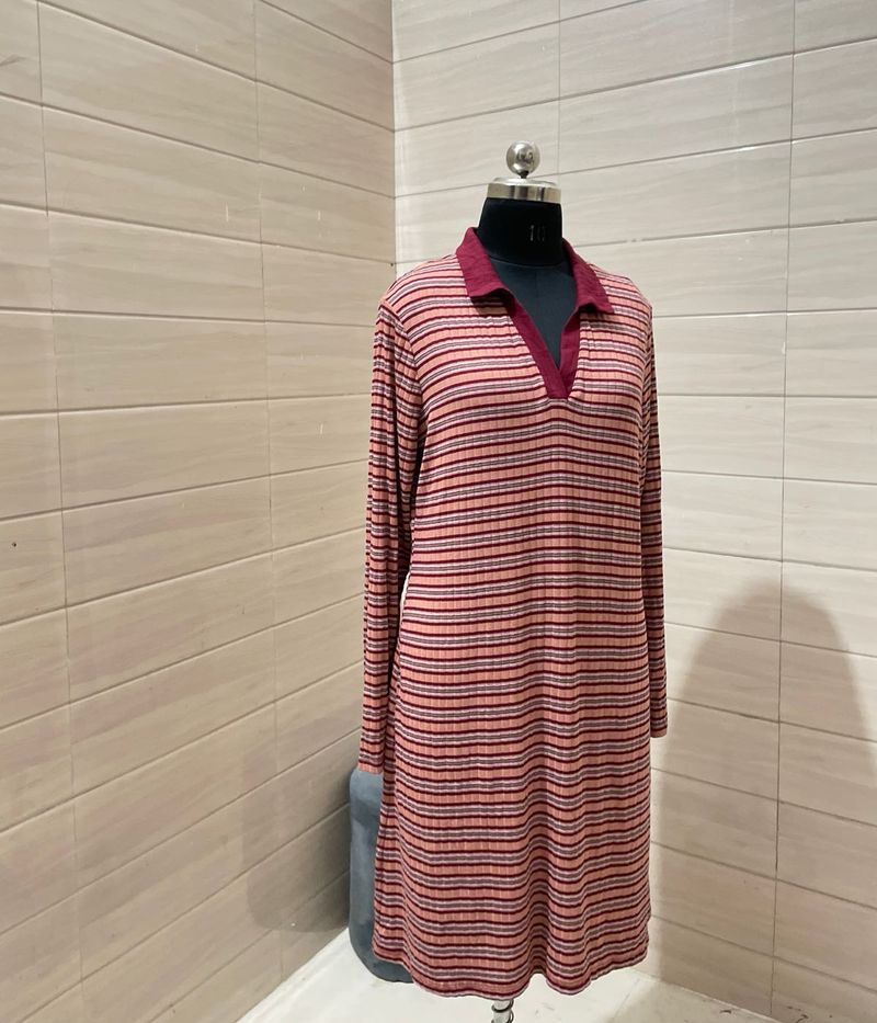 NEXT Oversized shirt Striped Long Sleeve Dress