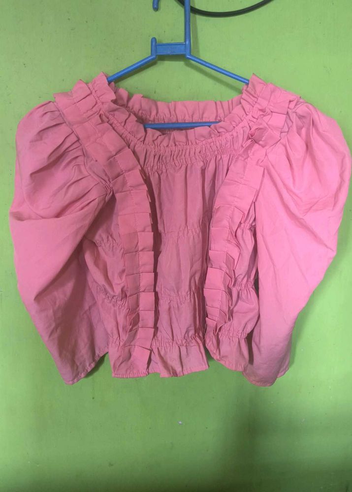 Pink Ruffle Sleeve Top