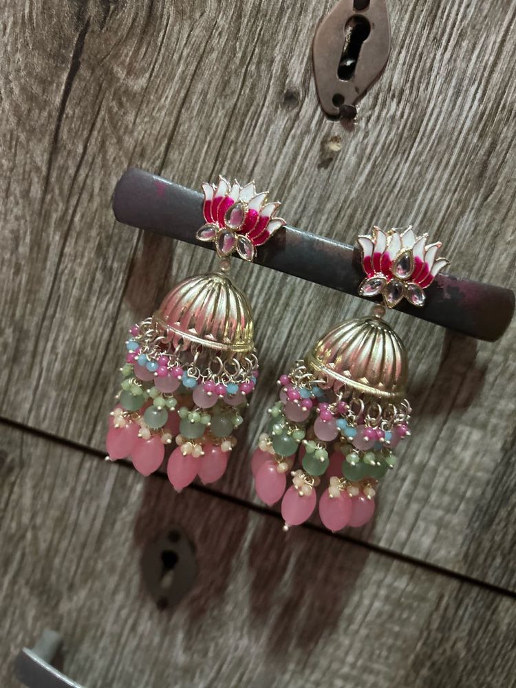 Lotus Jhumka Earrings