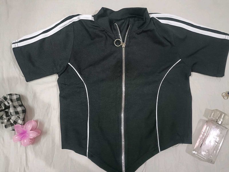 Y2k Sporty Corset Black zipped top