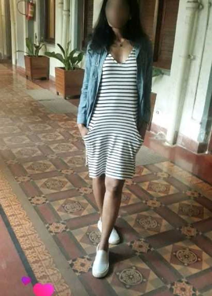 Striped Casual Dress with Denim Jacket