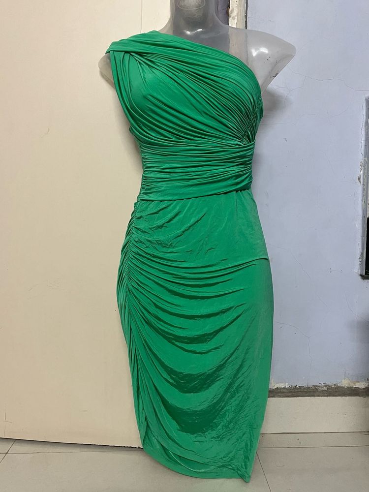 H&amp;M branded Green One-Shoulder Bodycon Dress