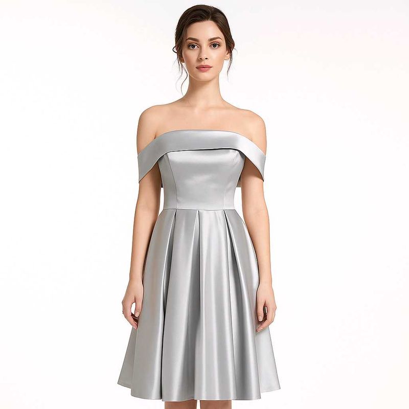 Elegant Silver Off-Shoulder Dress