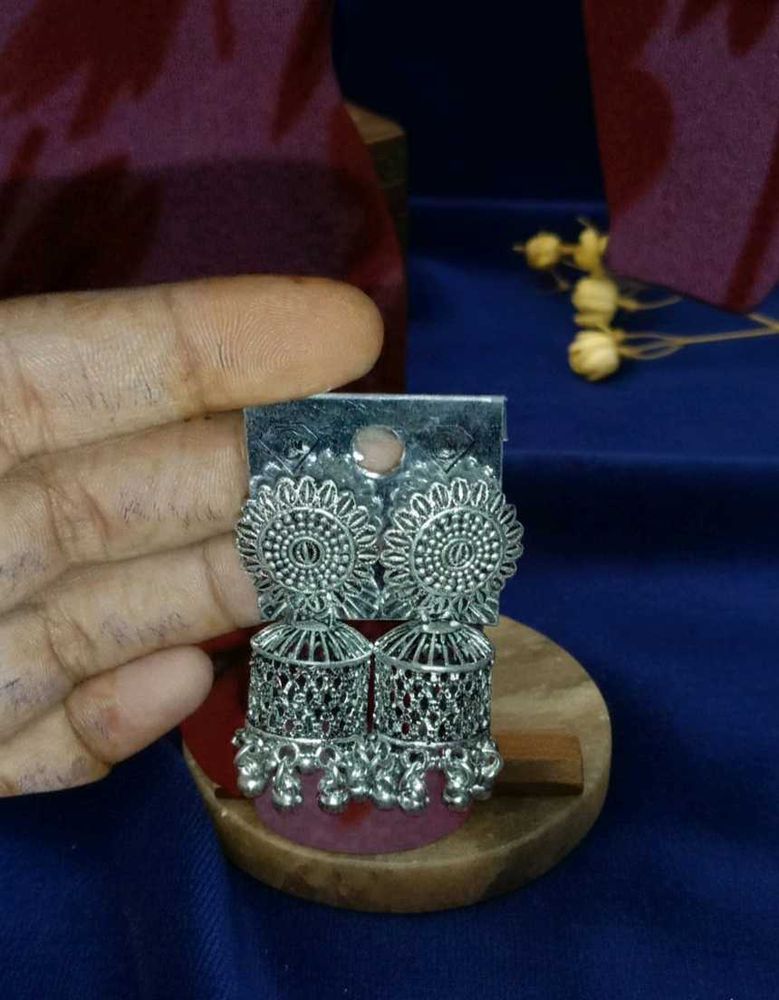 Silver Jhumka Earrings