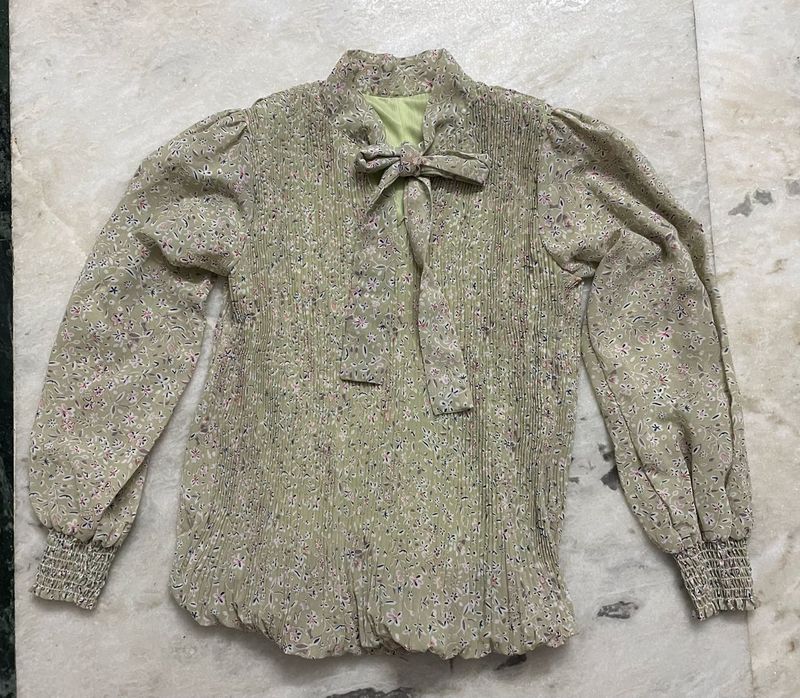 Floral Green Top For S-M