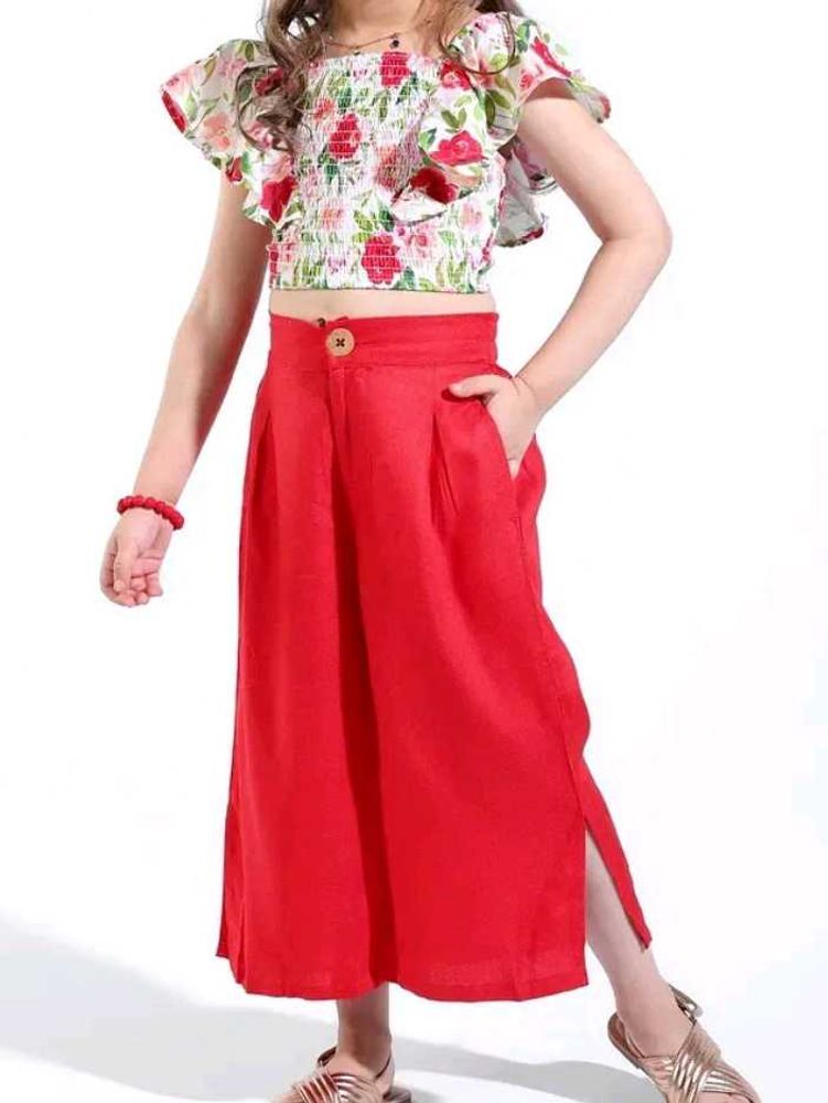 Frilled Sleeves Top &amp; Woven Pant &amp; Sequence Dress