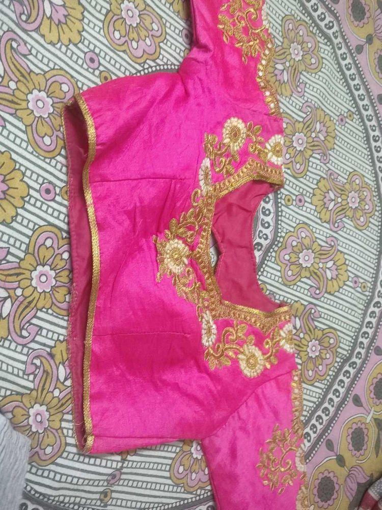 Rose Colour Sleeve Cut Style Readymade Blouse