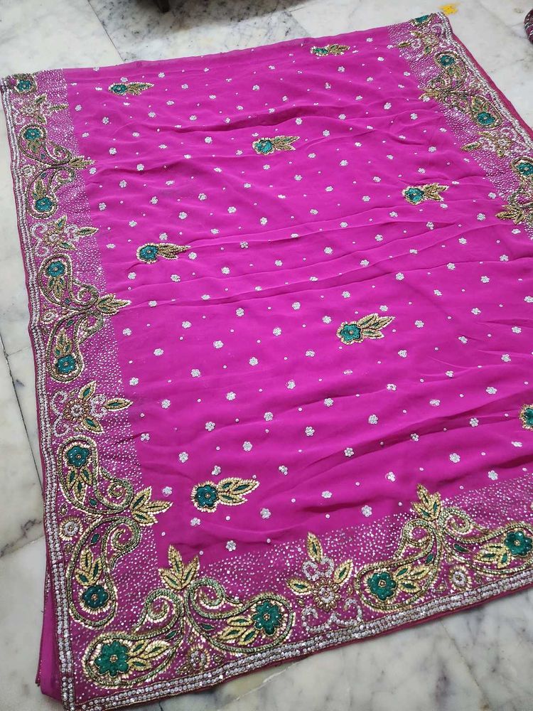 Pink full heavy 💗 work saree 🥻 👌