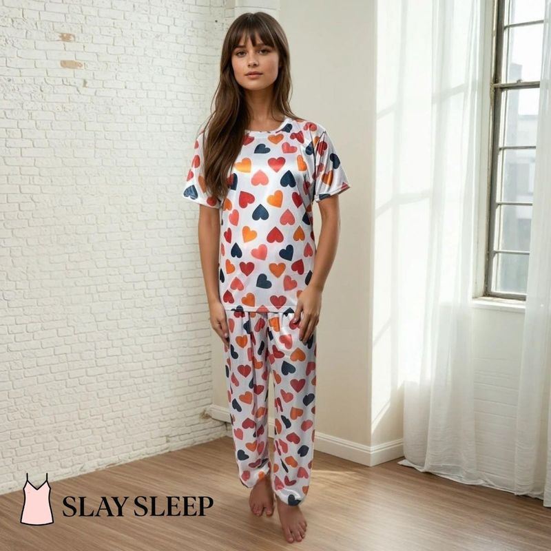 Heart Print Pajama Set