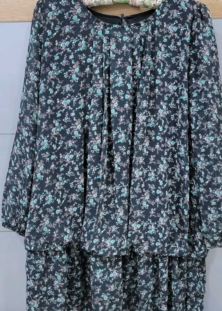 Vintage Floral Print Dress