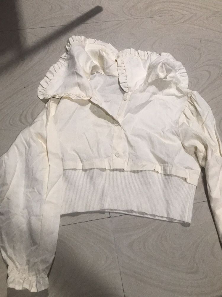 White Ruffle Top