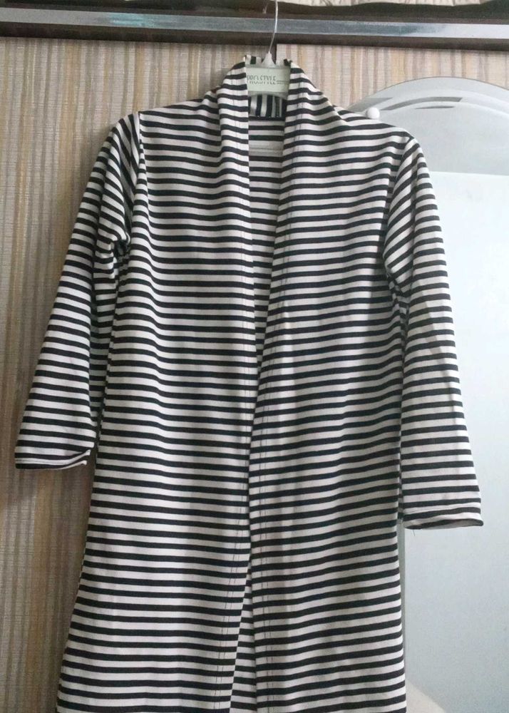 Striped Open Front Cardigan