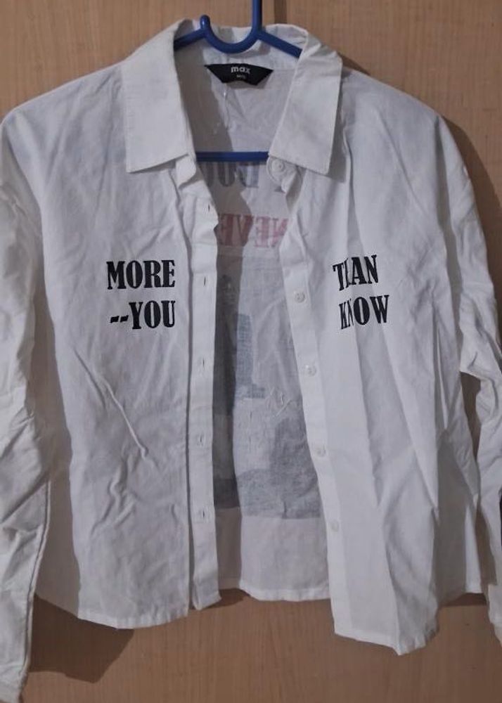 MAX White Graphic Button Down Shirt