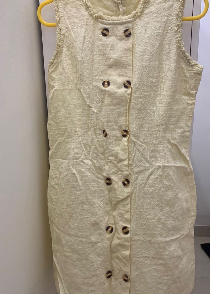 Button-Front Sleeveless Dress
