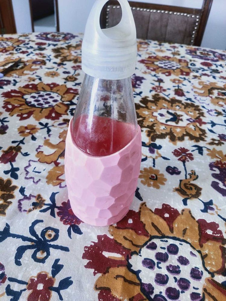 Miniso Pink Glass Bottle