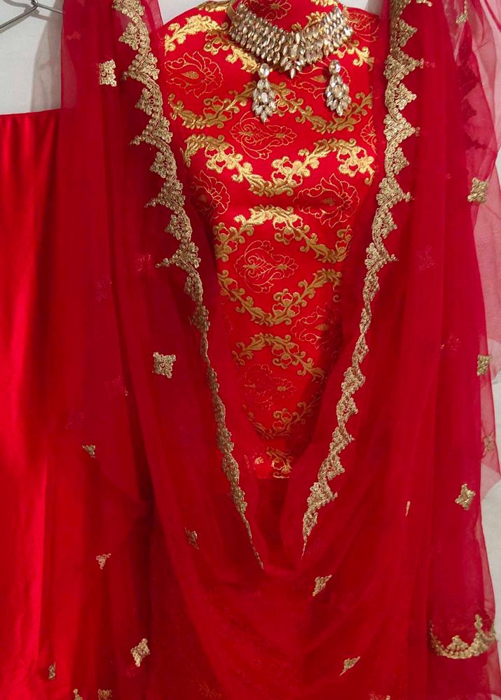 Combo Very Beautiful red Brocade Wedding Suit Fabr
