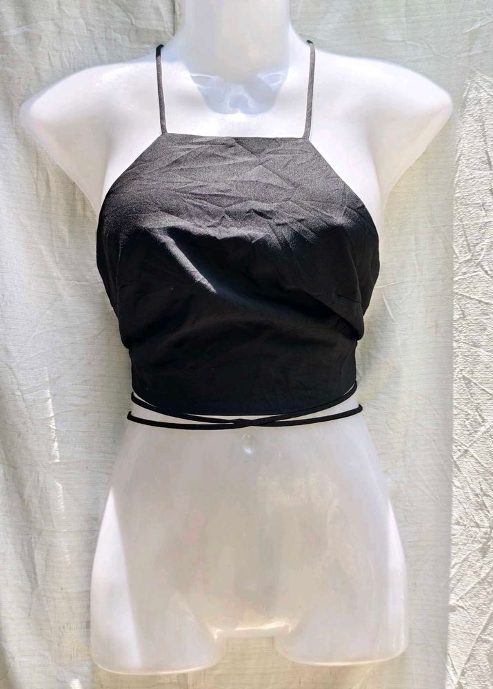 I. Black Halter Crop Top