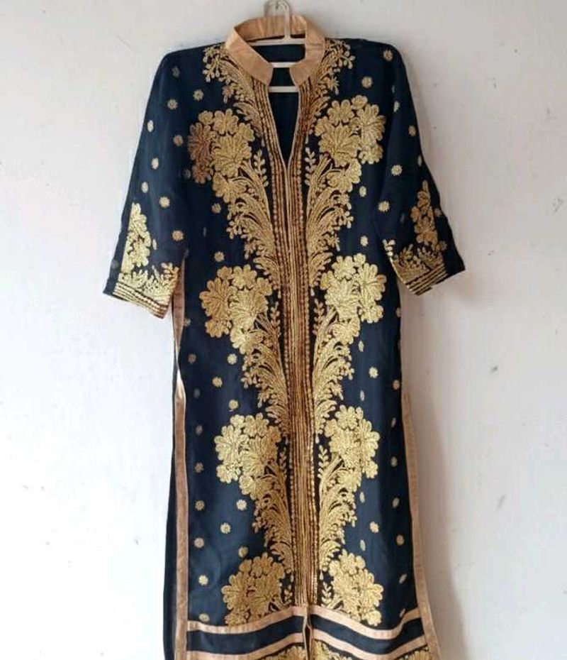 Black Embroidered Kurti with pant