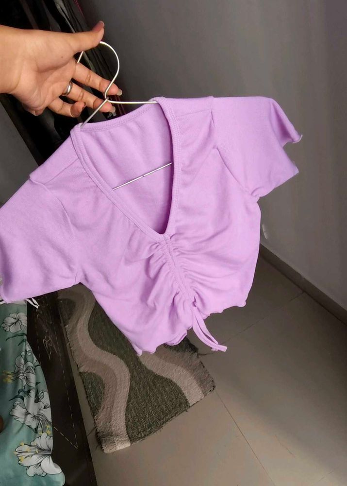 Cute Lilac V-Neck Top