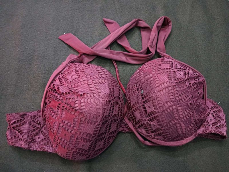 Maroon Lace Bra🖤big size