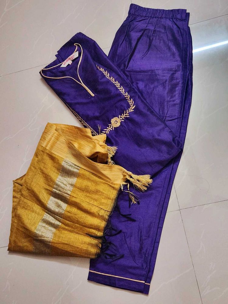 Purple Embroidered Kurta Set