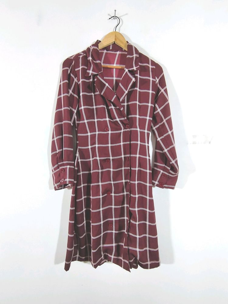 Maroon Checks Dress (Women&#39;s)