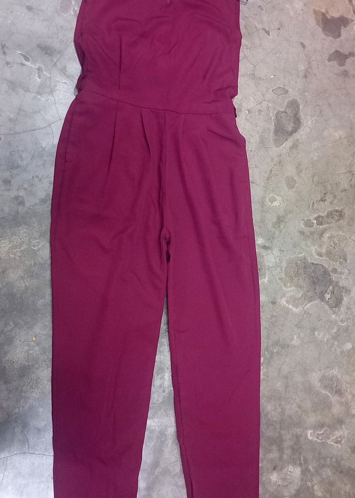 Burgundy Colour Jumpsuit With Pocket