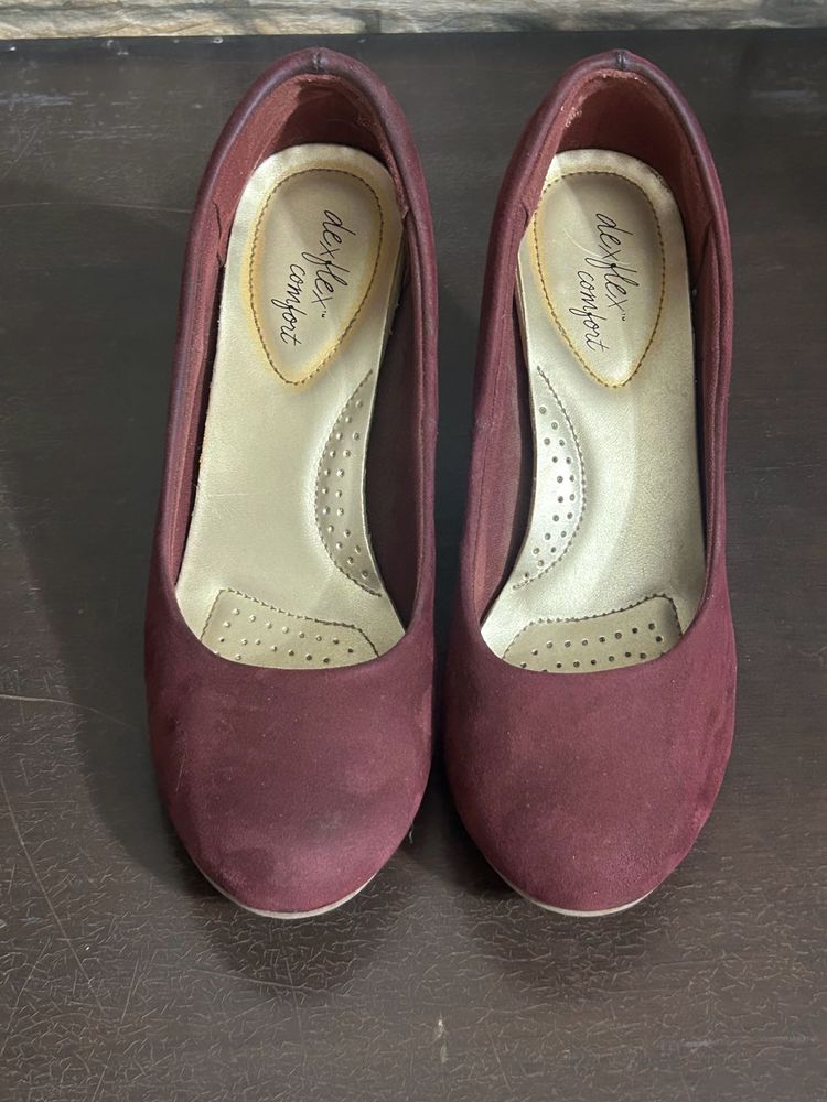 Plum Maroon Wedge Heels