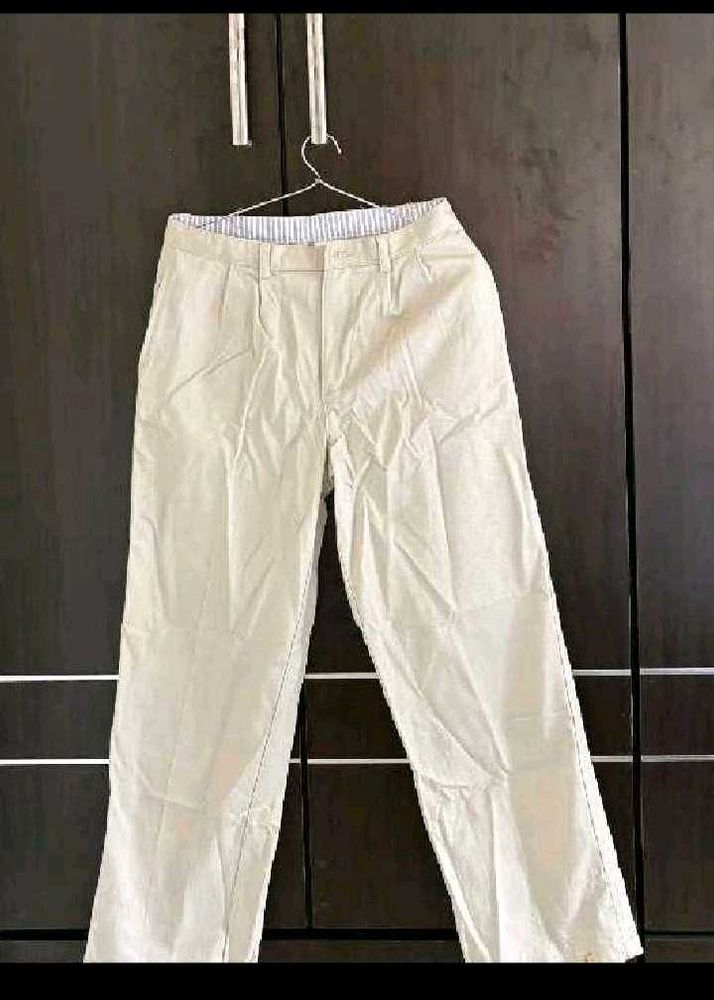 Men's Beige Straight Fit Pants