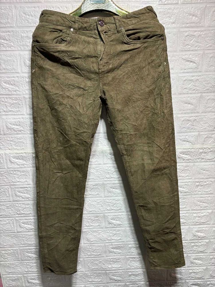 Zara Man Olive Green Corduroy Pants