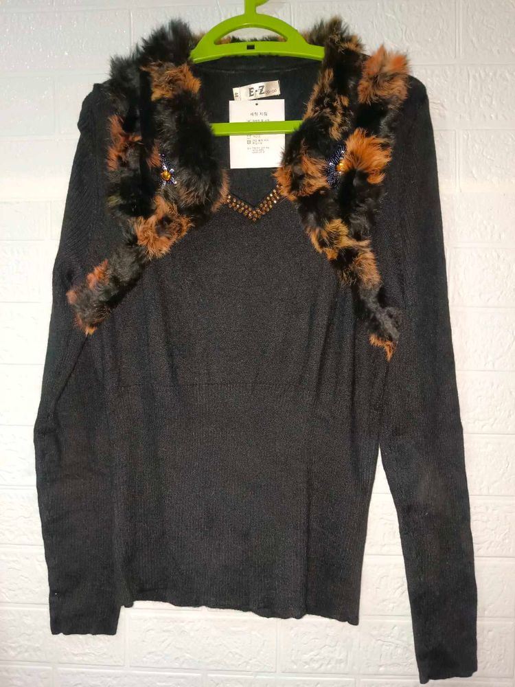 Fur Trim Sweater