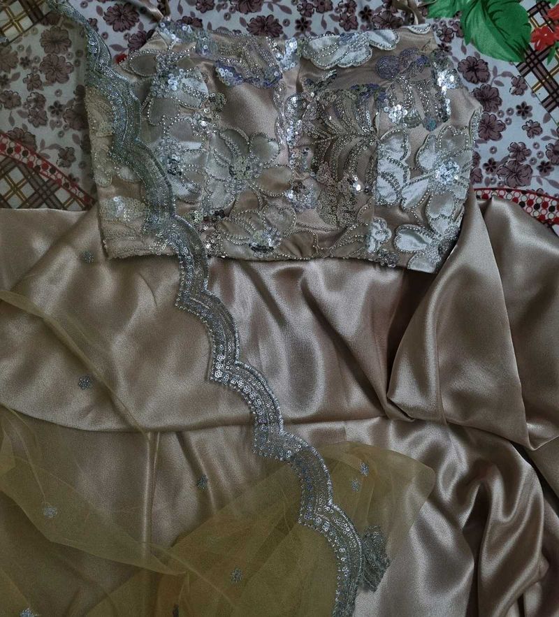 Golden Lehenga with Silver Embroidery