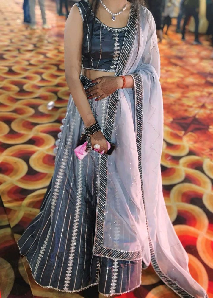 Grey Sequin Lehenga Choli Set