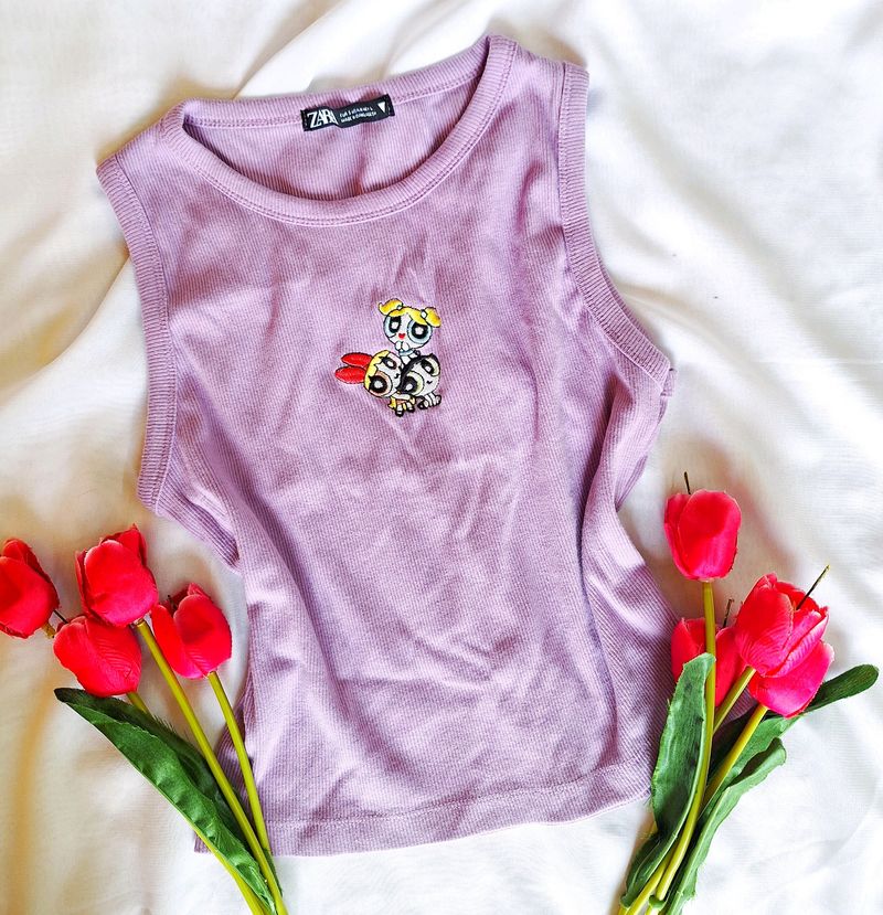 Cute Powerpuff Girls Lilac Sleeveless Top
