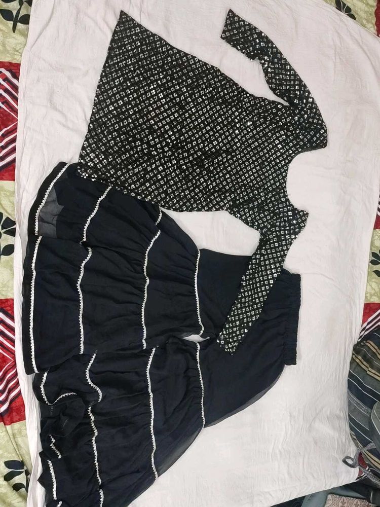 Black Sequin Kurta Set