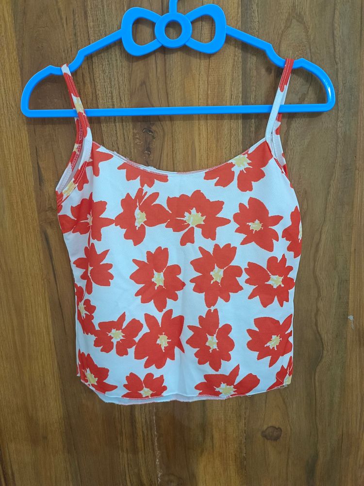 Summer Orange Flower Tank Top