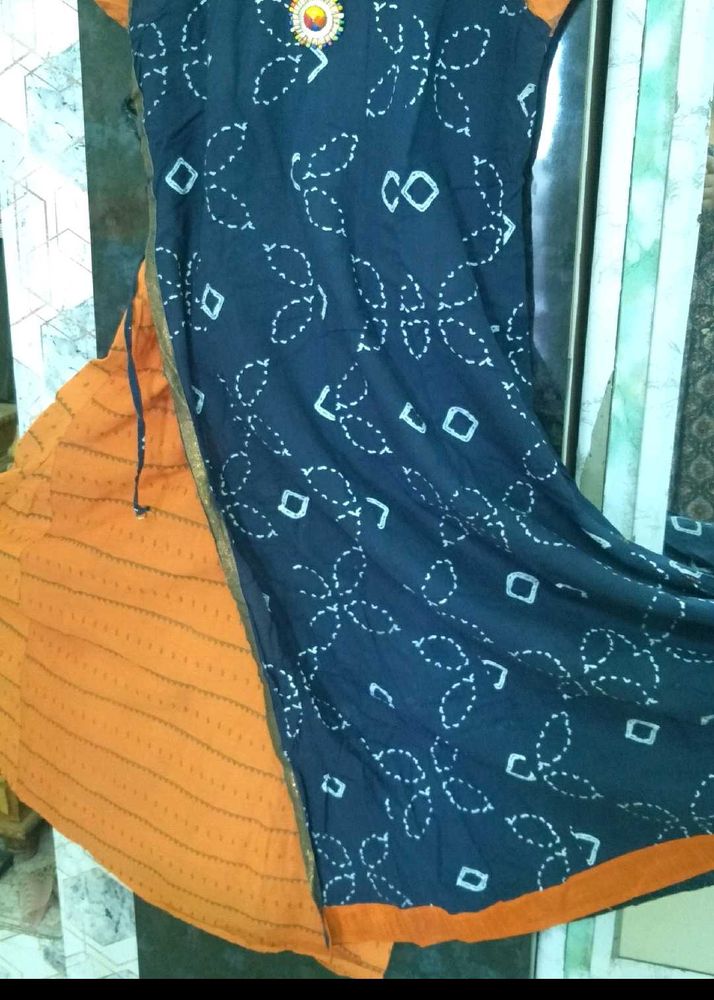 Elegant Blue &amp; Orange Kurta