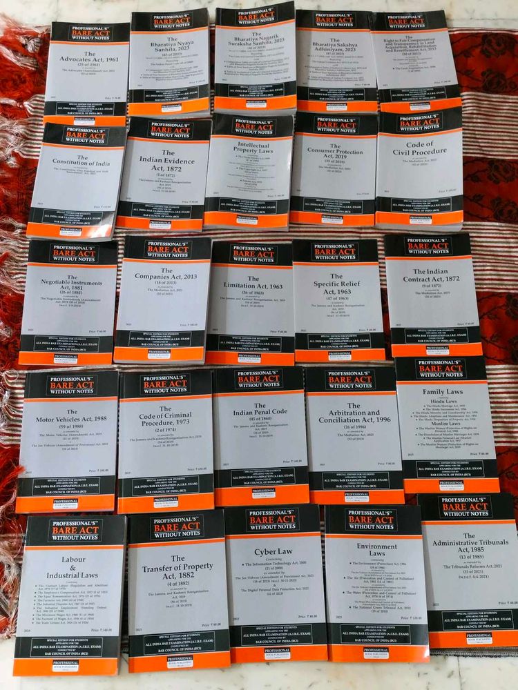 25 Law Bare Acts Collection For AIBE 2025
