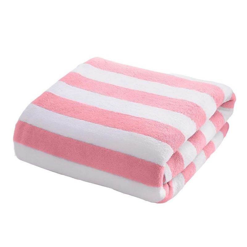 Pink Striped Plush Towel