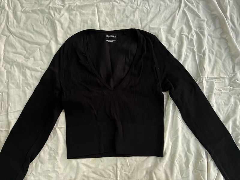 Bershka International Brand Bodyfit Ribbed Top